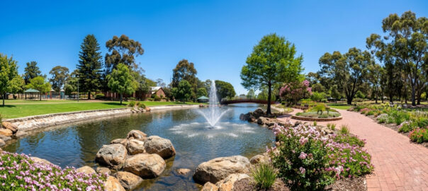 Minnawarra Park in Armadale with the fountain the foreground