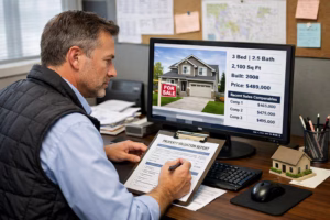 Male Property Owner Reviewing a Property Online
